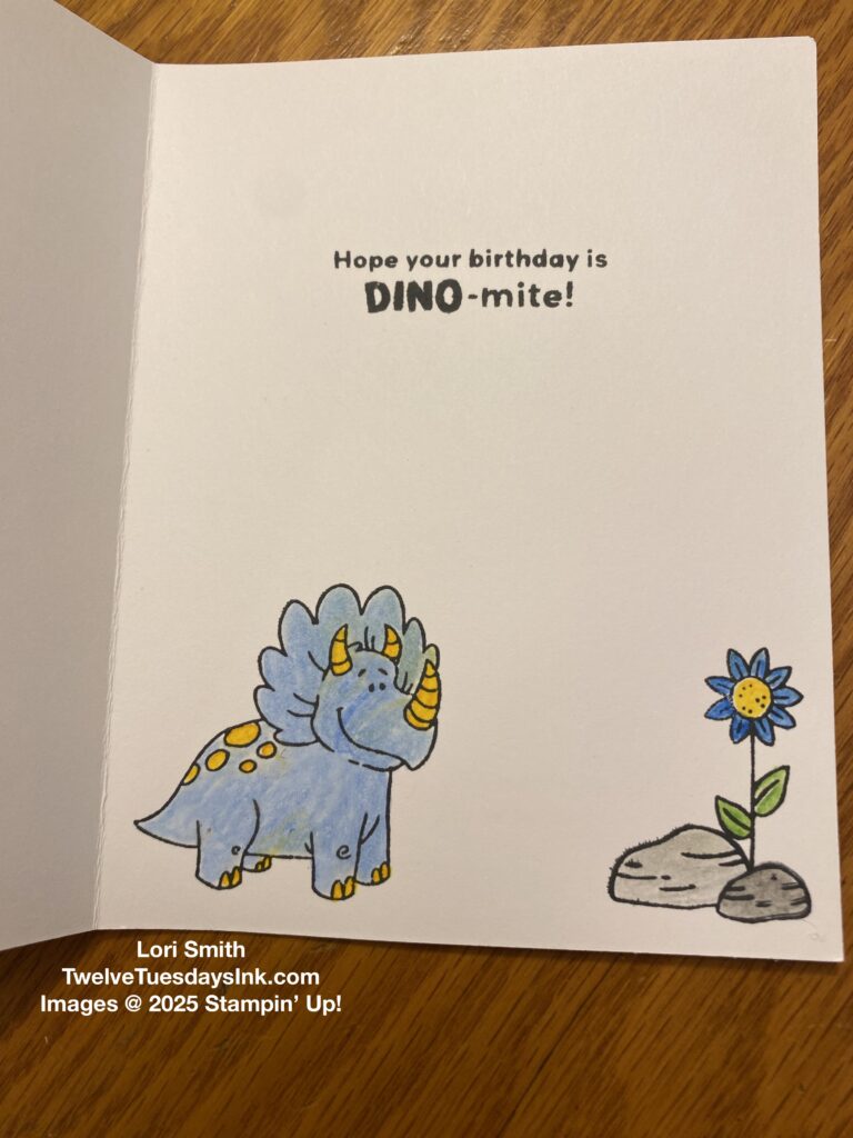 June 2025 stamp club, Adorable Dinos, water color pencils, blender pens